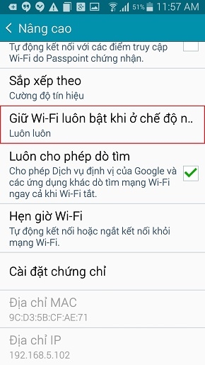 Tắt tính năng dò Wi-Fi tự động giúp tiết kiệm pin