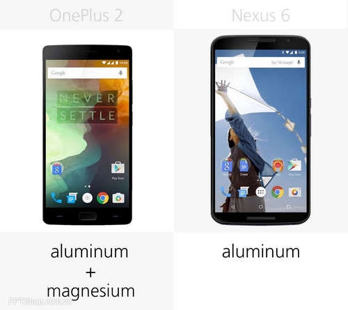 Cả OnePlus 2 và Nexus 6 đều sử dụng chất liệu kim loại