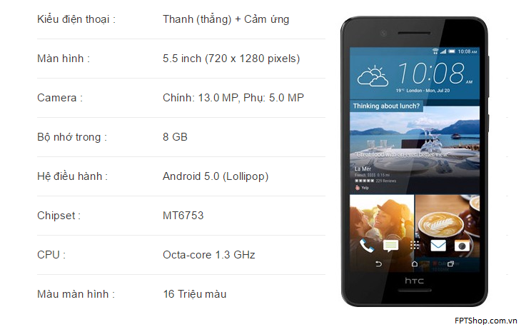 HTC Desire 728G Dual sim, cấu hình hiệu năng ấn tượng