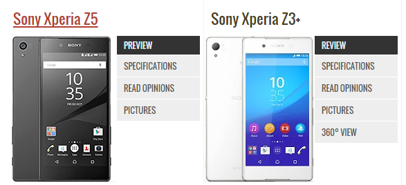 Xperia Z3 Plus và Xperia Z5