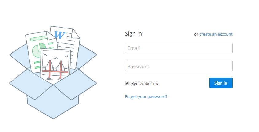 Đăng nhập tài khoản Dropbox