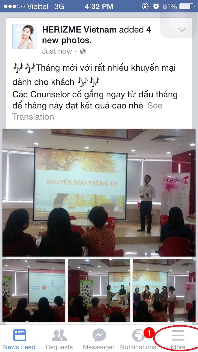 Các sử dụng tính năng phiên dịch trên Facebook cho điện thoại