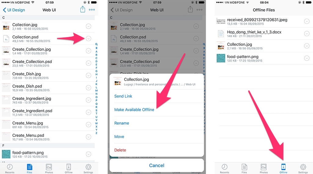 Hướng dẫn cách lưu file offline trên Dropbox
