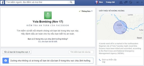 Facebook kích hoạt tính năng Safety Check sau vụ đánh bom ở Nigeria