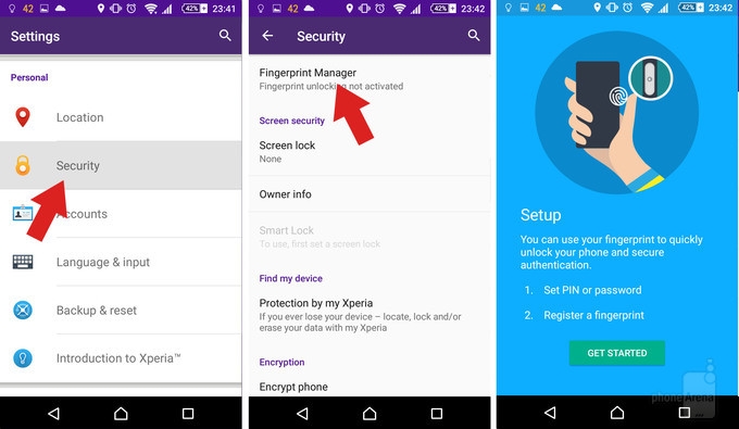 Cài đặt cảm biến vân tay