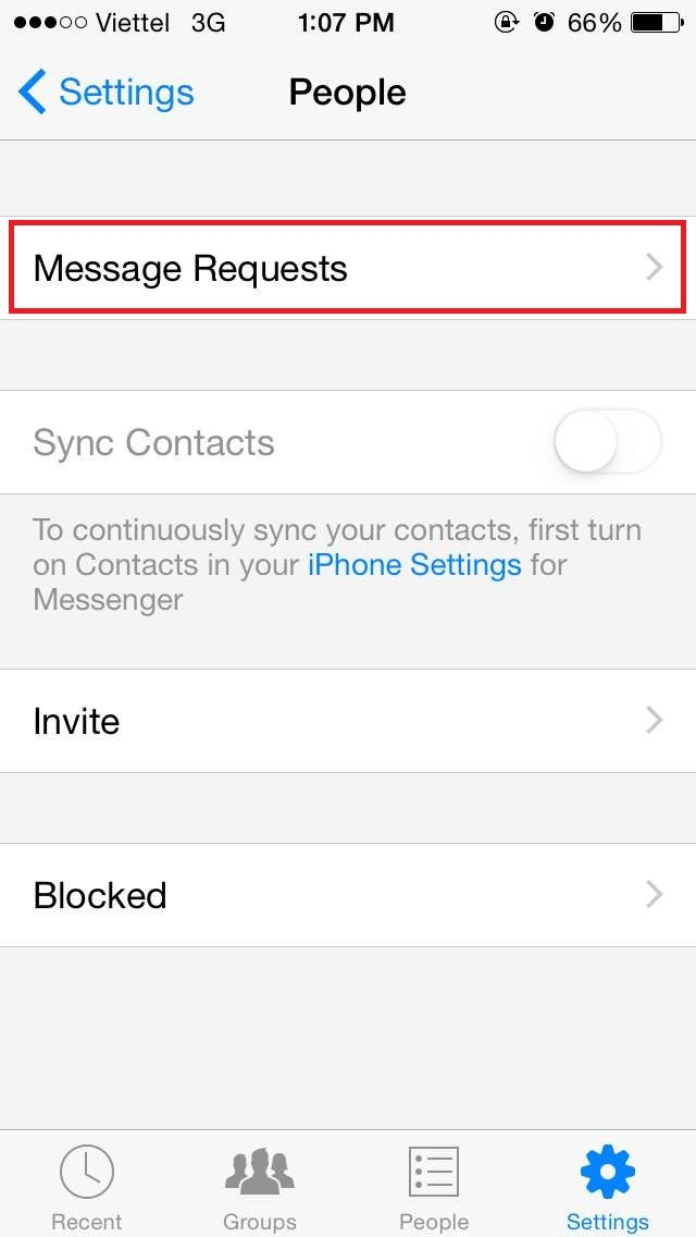 Chọn Message Request