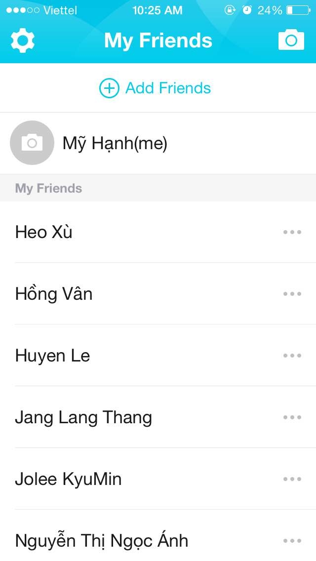 Bạn bè trên ứng dụng SNOW