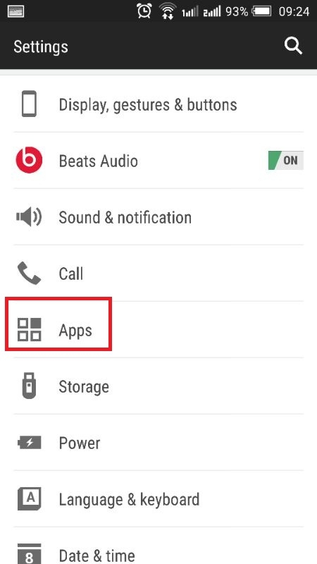 Truy cập Setting - Cài đặt, chọn Apps - Ứng dụng