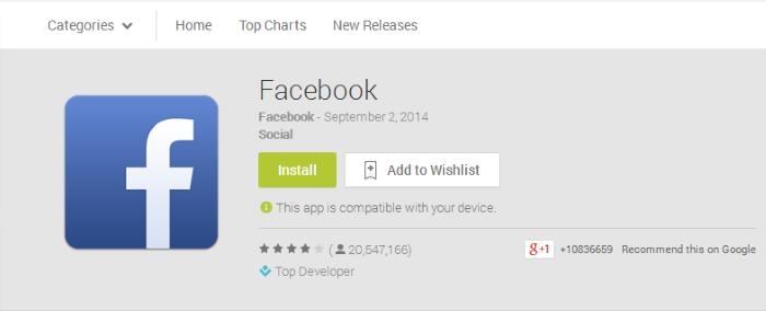 Facebook trên Play Store