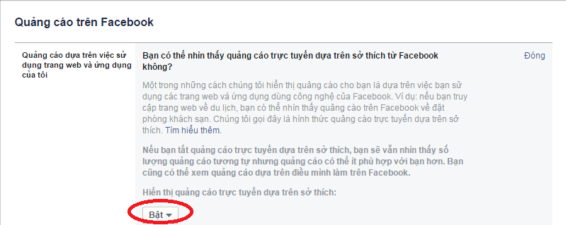 Quảng cáo dựa trên việc sử dụng trang web và ứng dụng của tôi