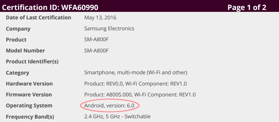 Samsung Galaxy A8 sắp được nâng cấp Android 6.0.1