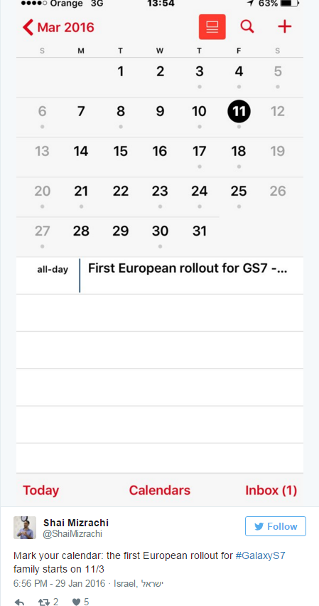 Galaxy S7 sẽ bắt đầu lên kệ từ ngày 11 tháng 3 1