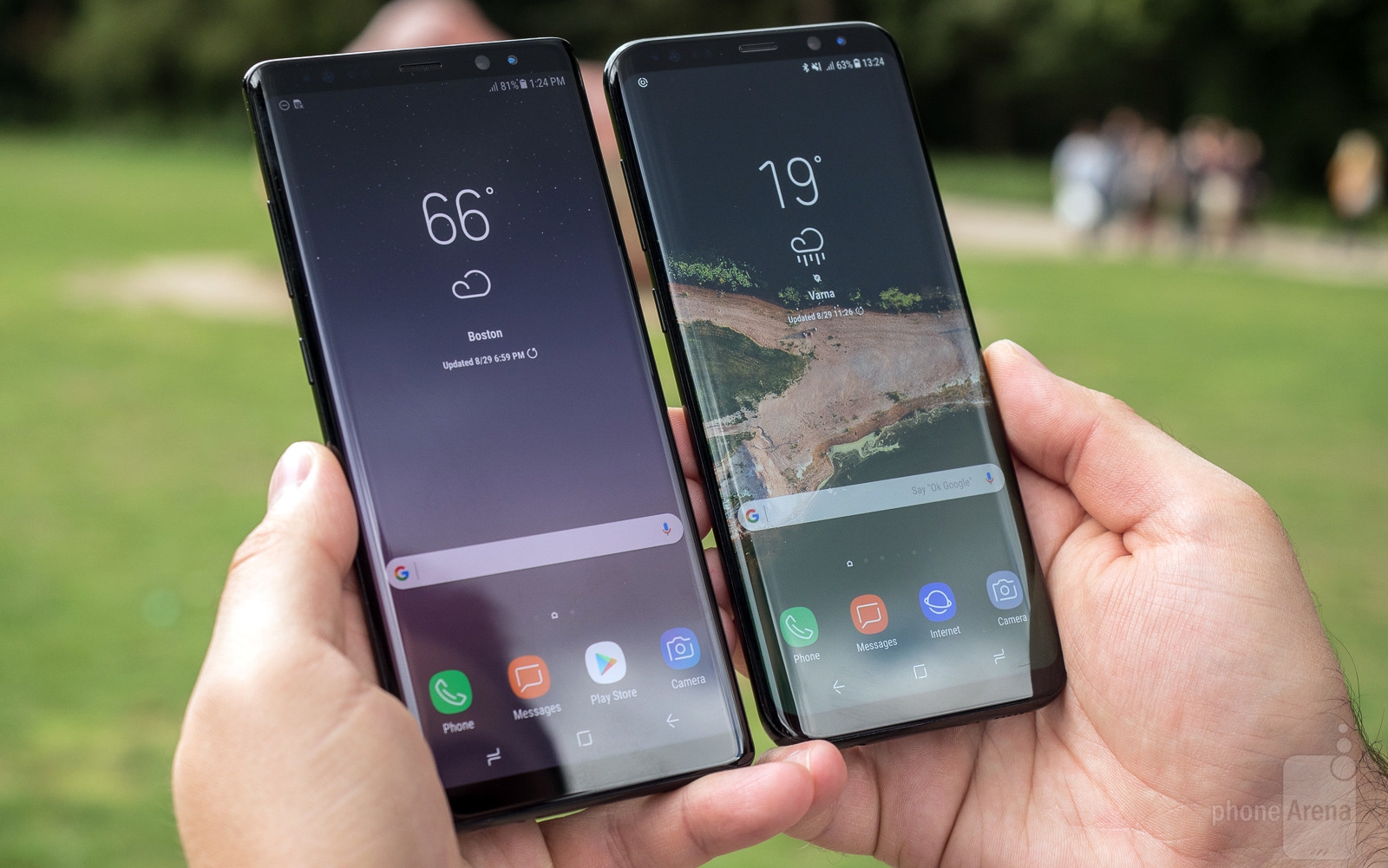 Samsung Galaxy Note 8, Galaxy S8, Galaxy S8 Plus: 83-84%