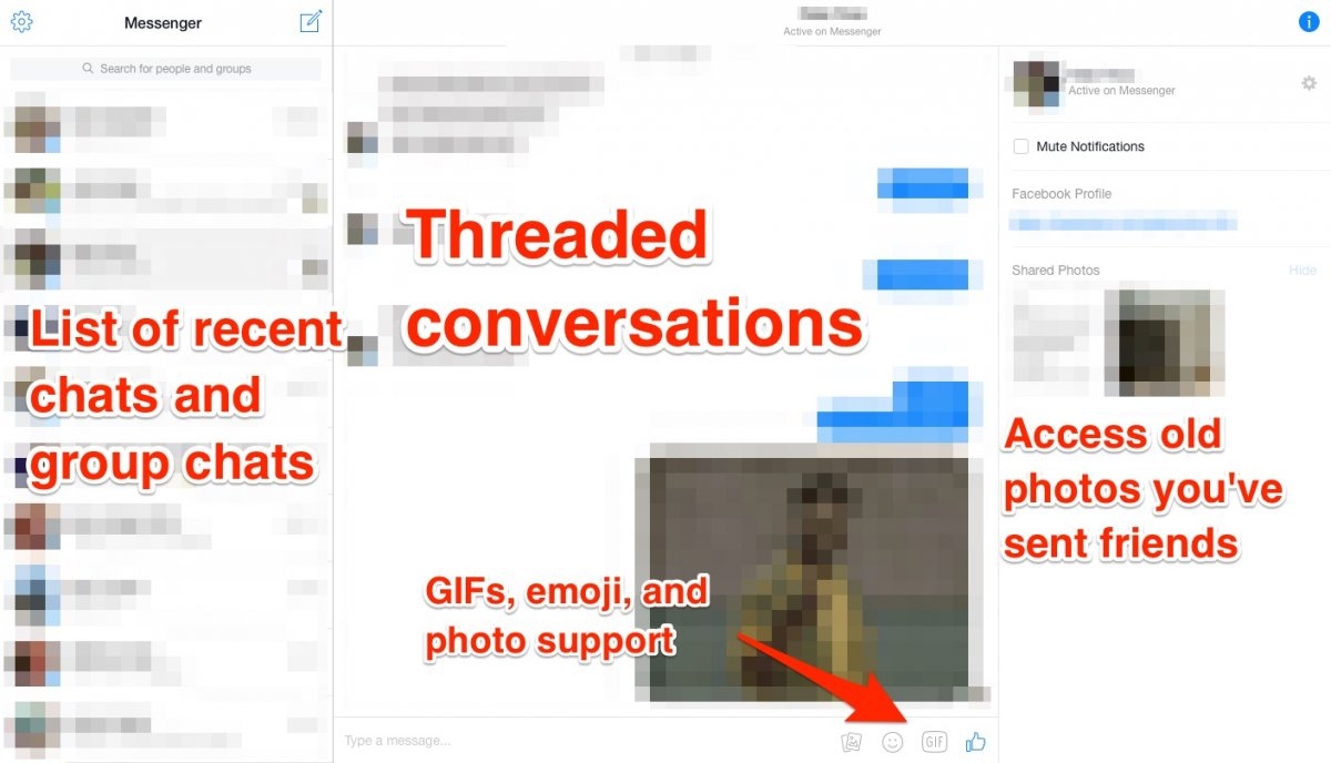 Giao diện Messenger.com