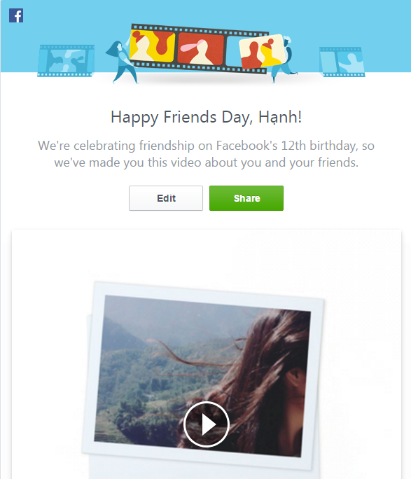 Chỉnh sửa video Friends Day