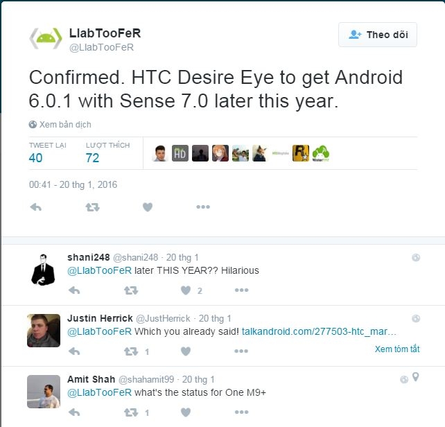 HTC Disre Eye sẽ được cập nhật Android 6.0 Marshmallow