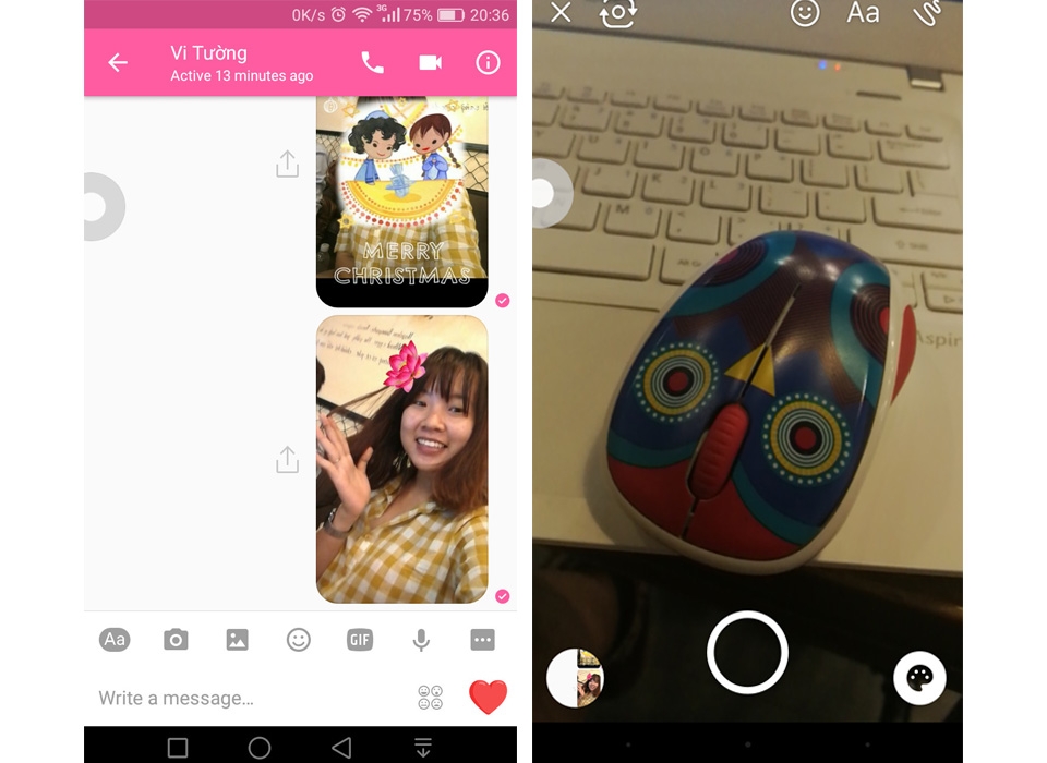 Chụp ảnh giáng sinh bằng tính năng Facebook Messenger