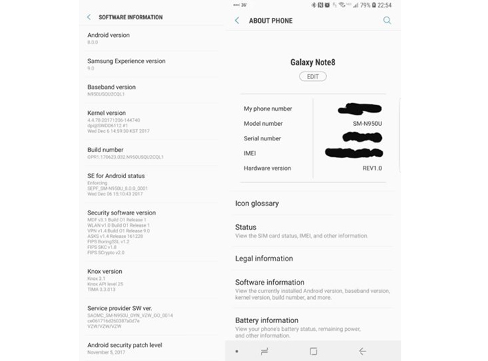 Rò rỉ phiên bản Android 8.0 thử nghiệm của Galaxy Note8 2