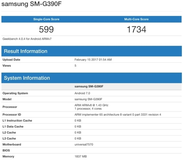 Samsung Galaxy Xcover 4 siêu bền rò rỉ cấu hình 6