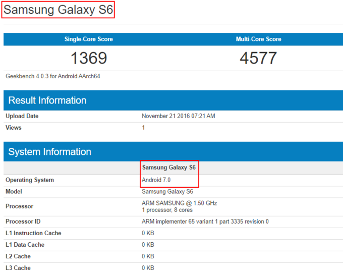 Lộ diện phiên bản Galaxy S6 chạy Android 7.0 Nougat 8