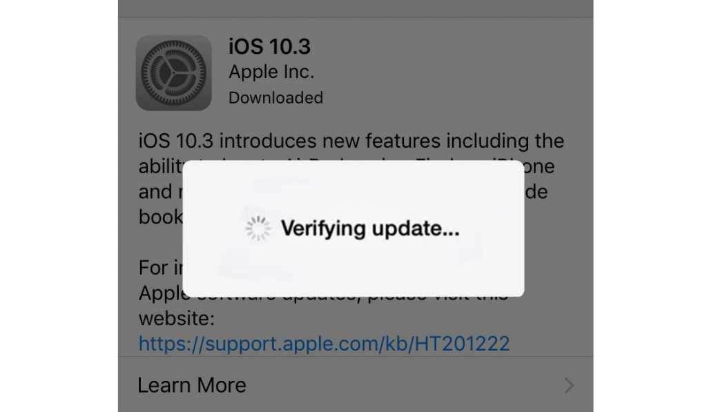 Cách khắc phục khi không cập nhật được iOS 10.3 1