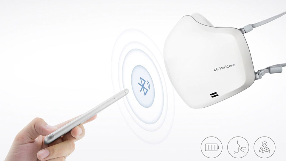 Theo dõi khẩu trang LG PuriCare 2 qua smartphone