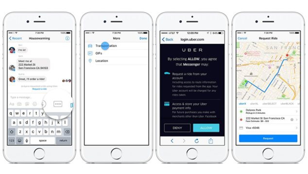 Facebook Messenger cập nhật tính năng cho phép gọi Uber