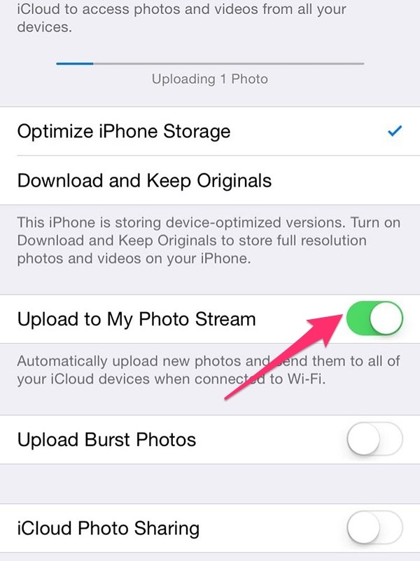 Tắt Photo Stream Tắt Photo Stream