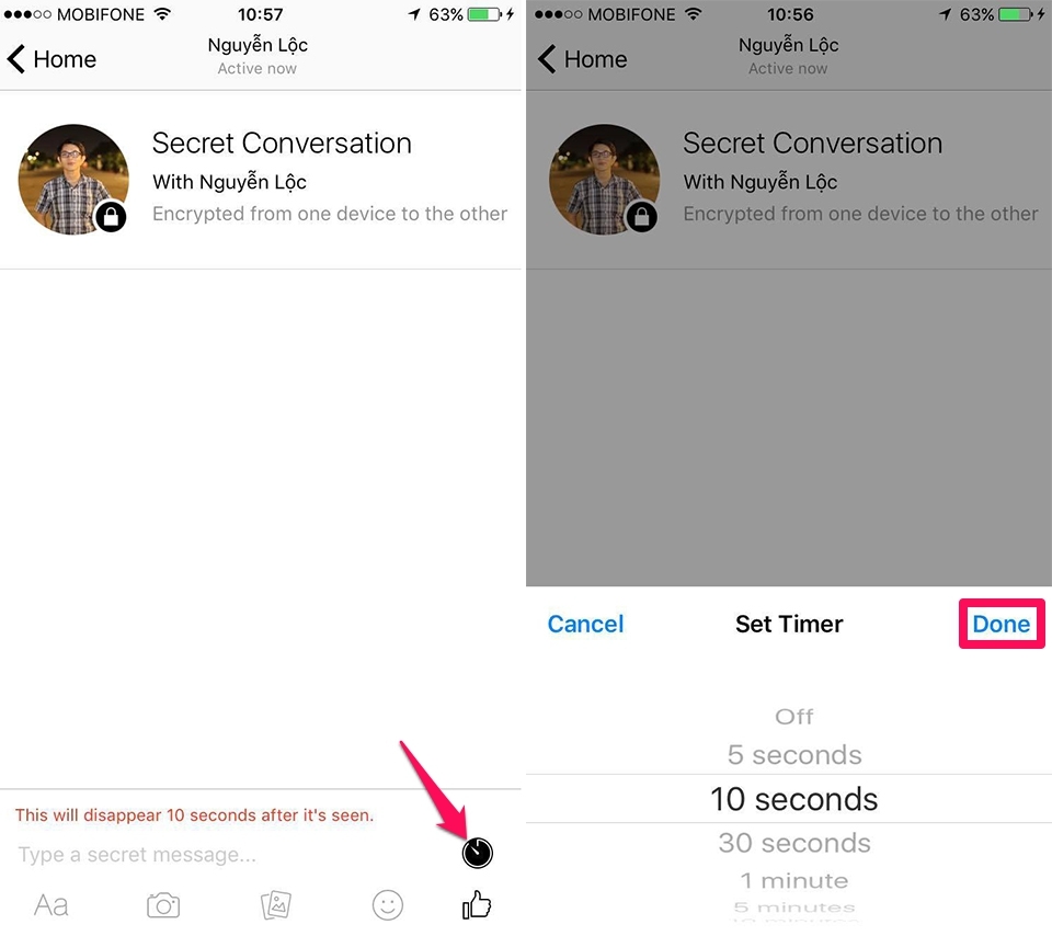 Facebook Messenger có thể gửi tin nhắn mã hóa tự hủy
