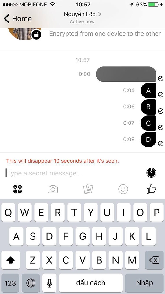 Facebook Messenger có thể gửi tin nhắn mã hóa tự hủy