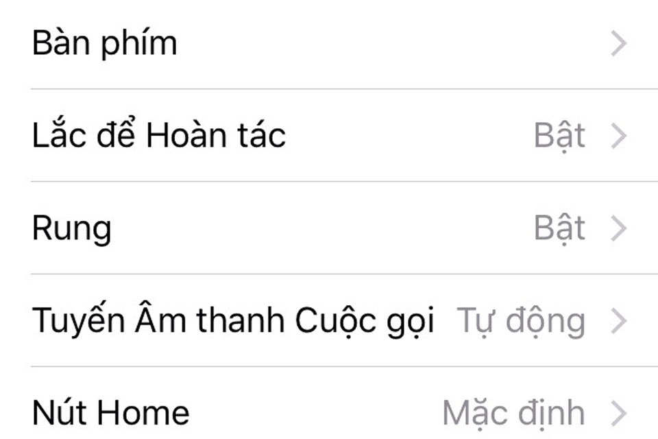 Tắt chức năng Shake to Undo Tắt chức năng Shake to Undo