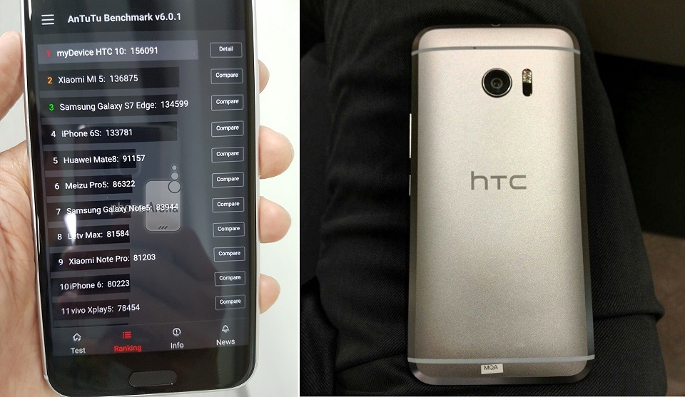 Ảnh thực tế HTC M10 với điểm số Antutu cực khủng Ảnh thực tế HTC M10 với điểm số Antutu cực khủng