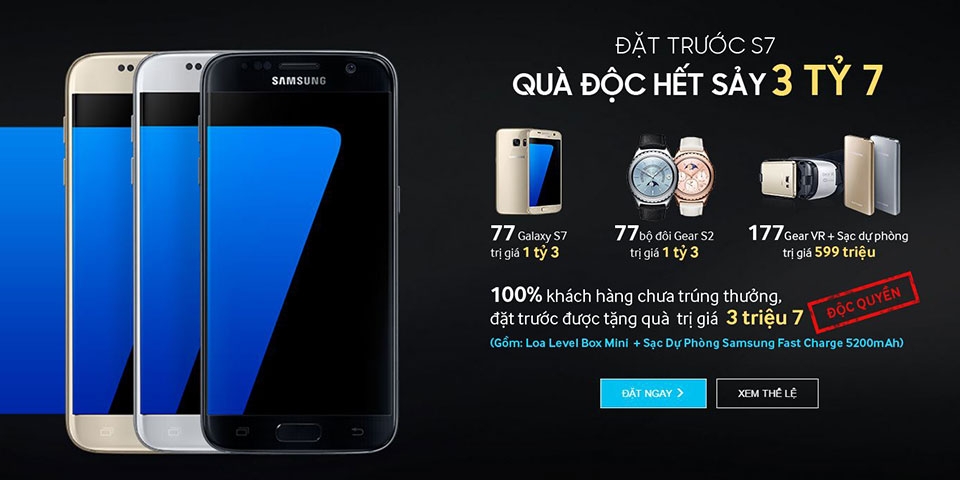 Kỉ lục về số đơn đặt hàng Galaxy S7/S7 Edge