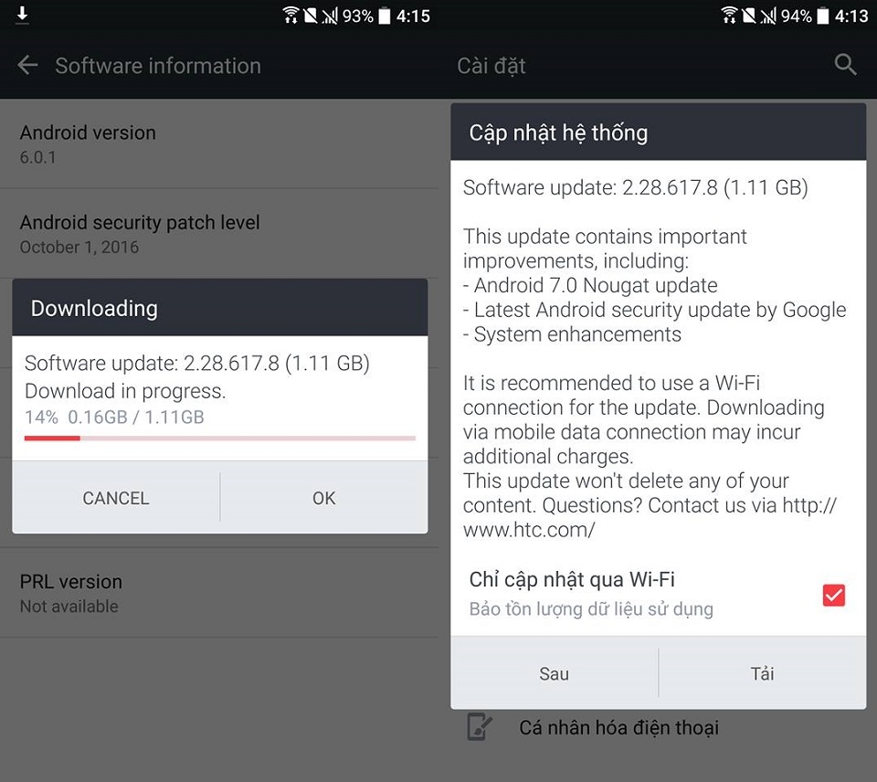 HTC 10 Android 7.0 Nougat