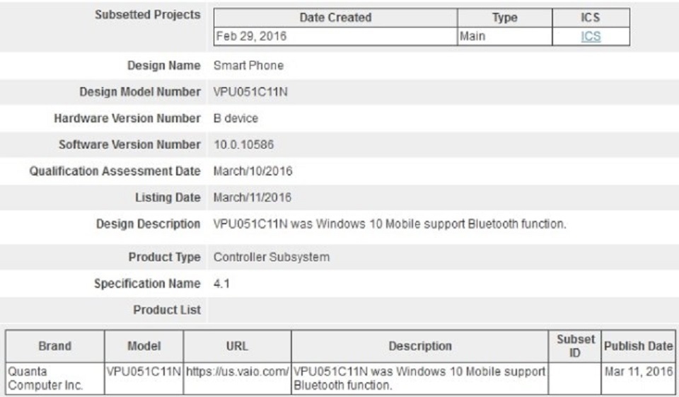 Smartphone VAIO chạy Windows 10 Mobile vừa được chứng nhận Smartphone VAIO chạy Windows 10 Mobile vừa được chứng nhận