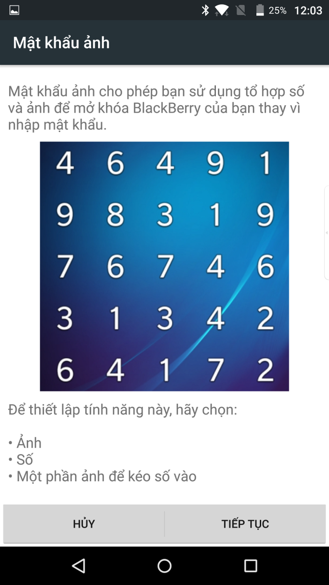 BlackBerry Priv Picture Pasword