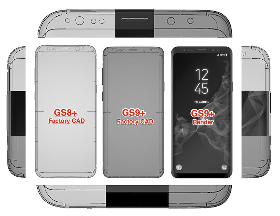 Bản vẽ CAD cho thấy Galaxy S9 tối ưu bezel ra sao