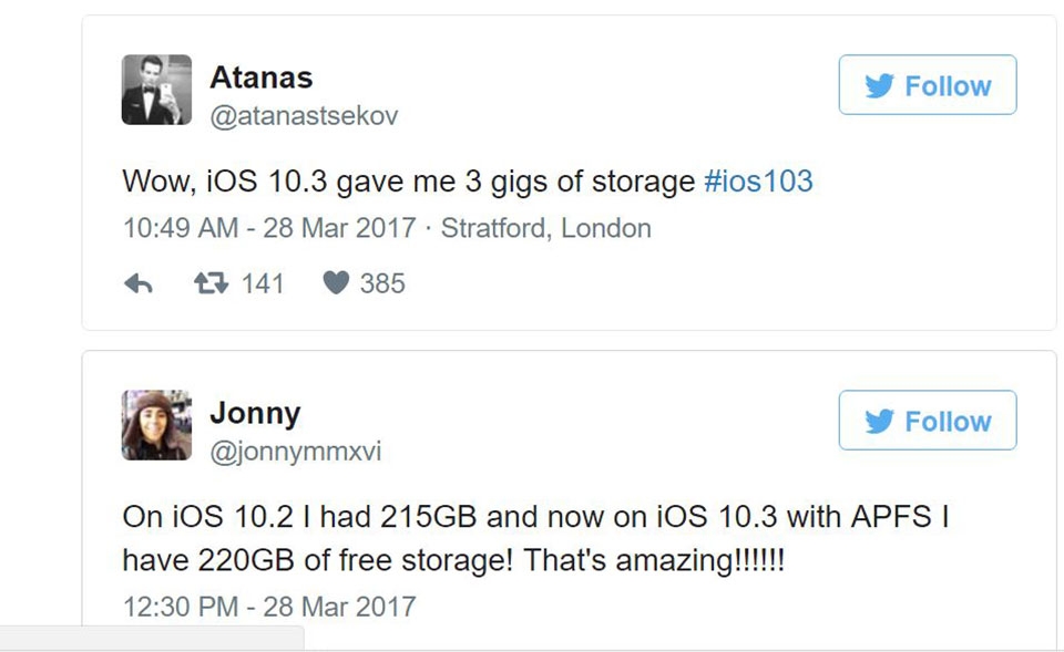 iOS 10.3 giúp iPhone, iPad giải phóng thêm dung lượng lưu trữ