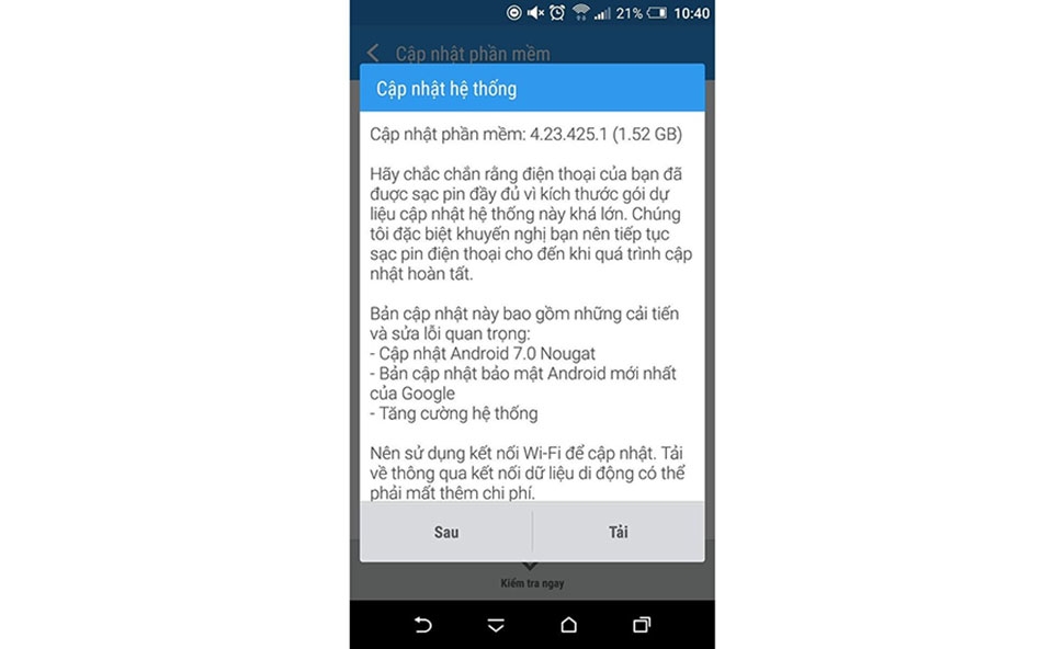 One M9 ở Việt Nam bắt đầu được cập nhật Android 7.0