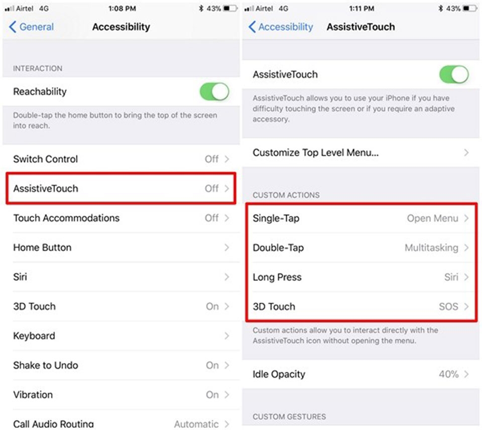 Tinh chỉnh Assistive Touch iOS 11.1 cho iPhone, iPad