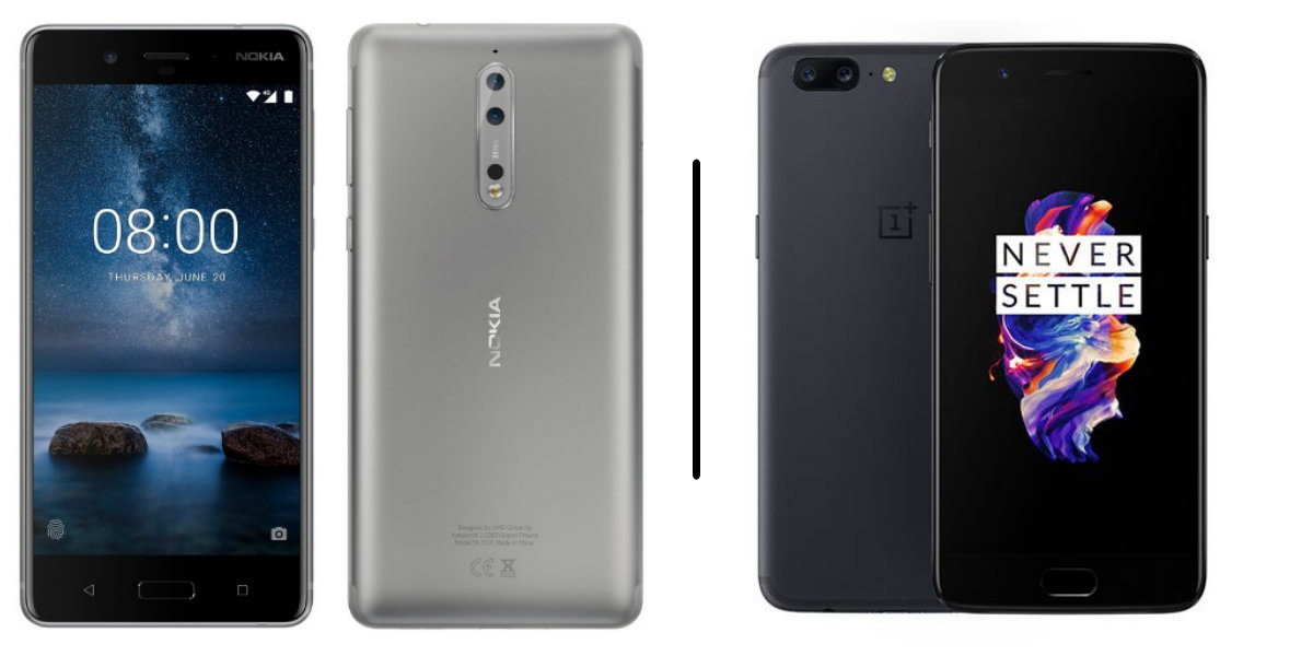 Nokia 8 vs OnePlus 5 Nokia 8 vs OnePlus 5