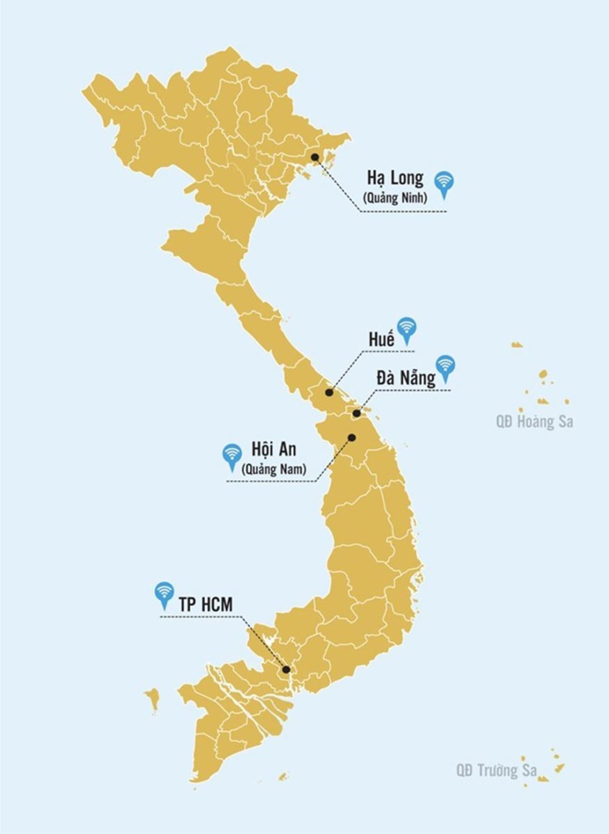 Bản đồ các địa phương đã phủ sóng Wi-Fi miễn phí tại Việt Nam.