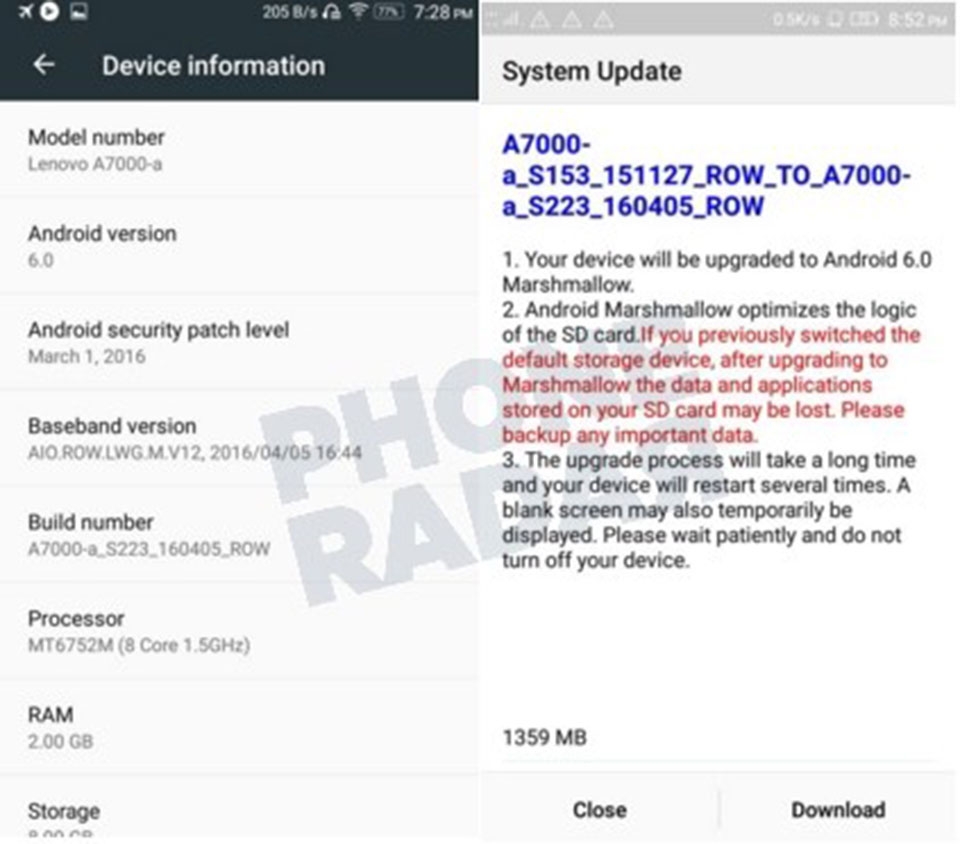 Lenovo A7000 nhận được Android 6.0 Lenovo A7000 nhận được Android 6.0