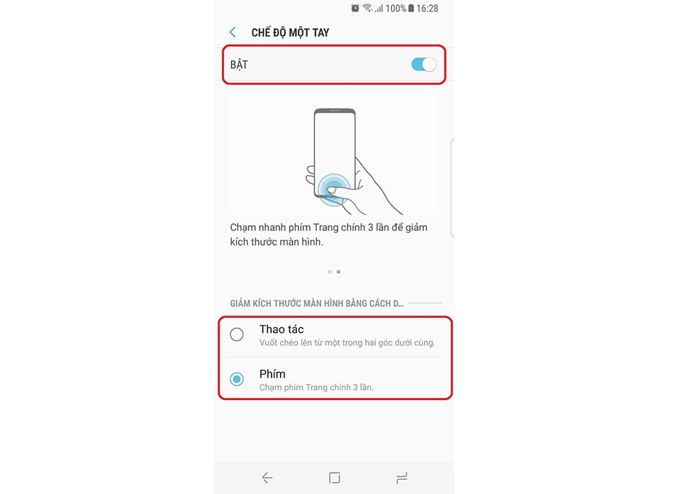 Kích hoạt chế độ một tay trên Samsung Galaxy S8 Kích hoạt chế độ một tay trên Samsung Galaxy S8