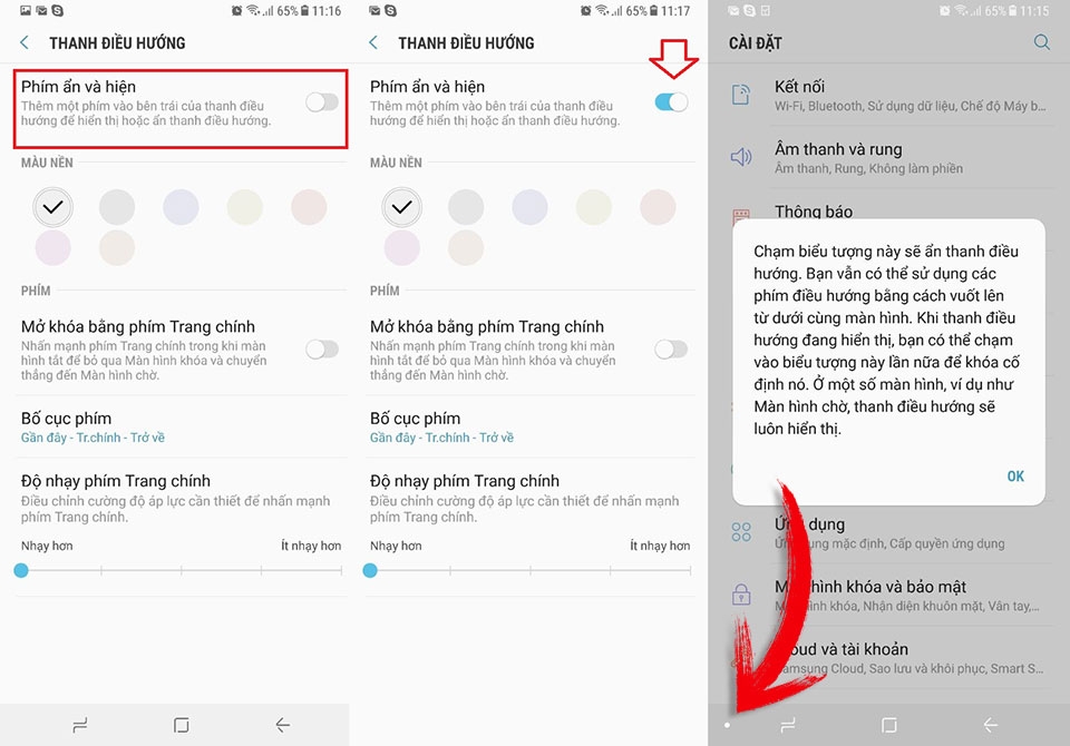 Ẩn đi thanh điều hướng trên Samsung Galaxy S8