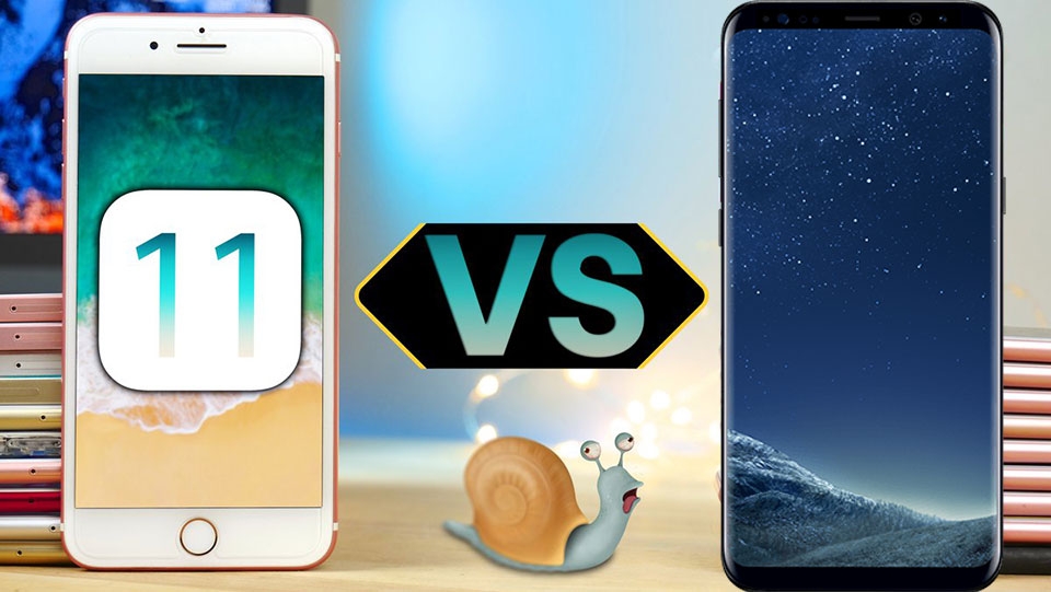 iPhone 7 chạy iOS 11 vs Galaxy S8 iPhone 7 chạy iOS 11 vs Galaxy S8