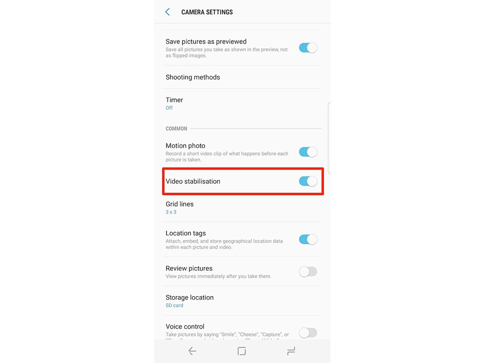 Kích hoạt EIS trên Galaxy S8 khi quay video 4K