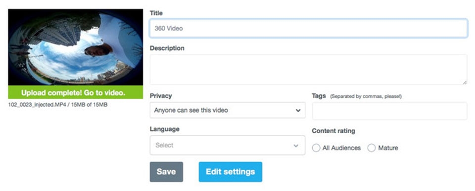 Upload video 360 độ lên Facebook, Youtube và Vimeo