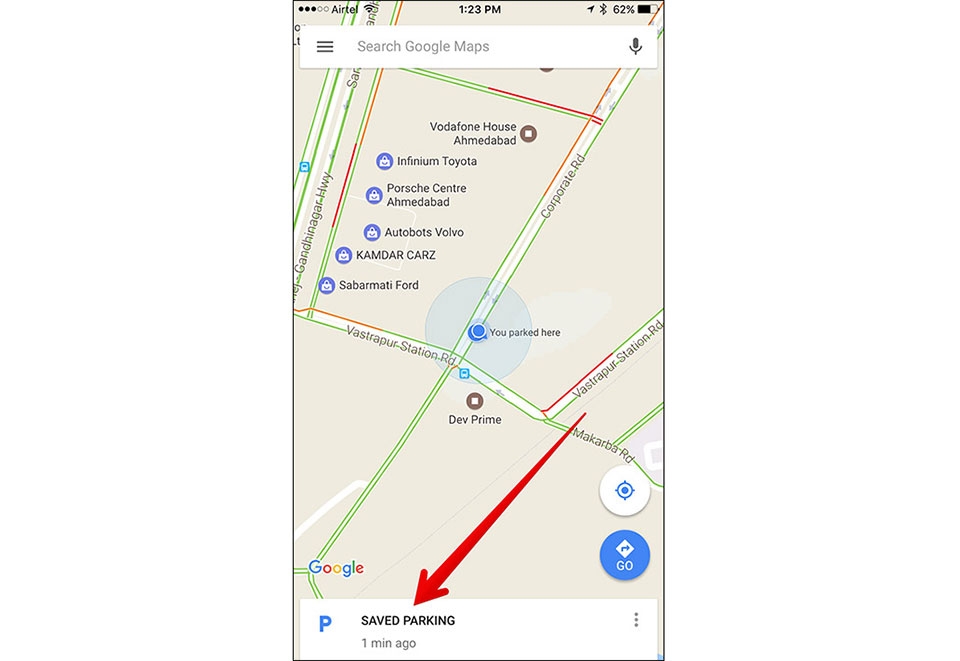 Cách lưu vị trí đỗ xe trong Google Map trên iPhone