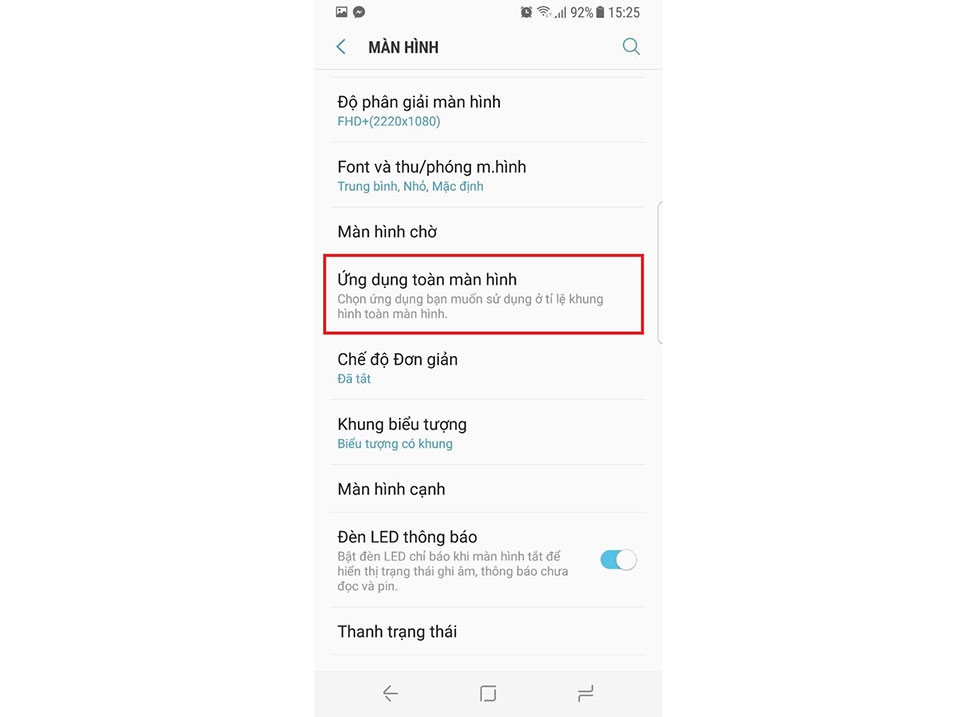 Bật chế độ toàn màn hình ứng dụng trên Galaxy S8 Bật chế độ toàn màn hình ứng dụng trên Galaxy S8